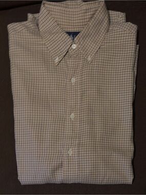 Ralph Lauren Men's Button-Down Check Shirt - Brown/Blue. Like New Condition.